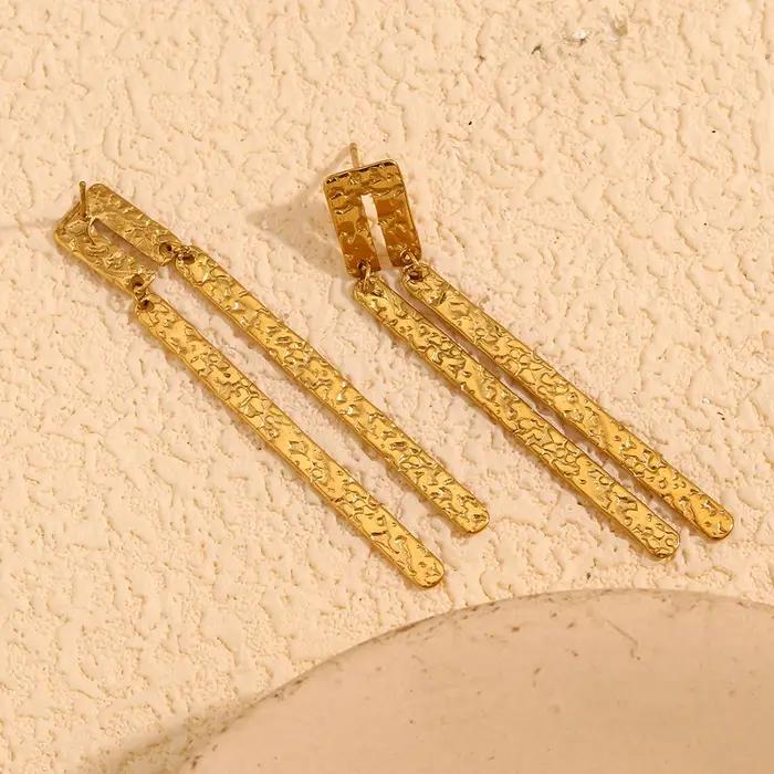 La. Muses – boucles d'oreilles rectangulaires en acier inoxydable pour femmes