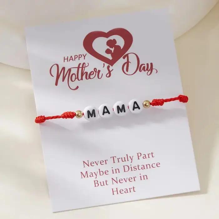 Bracelet en coton tissé à la main avec lettres personnalisables cadeau de fête des mères pour femmes style moderne ocassions spéciales
