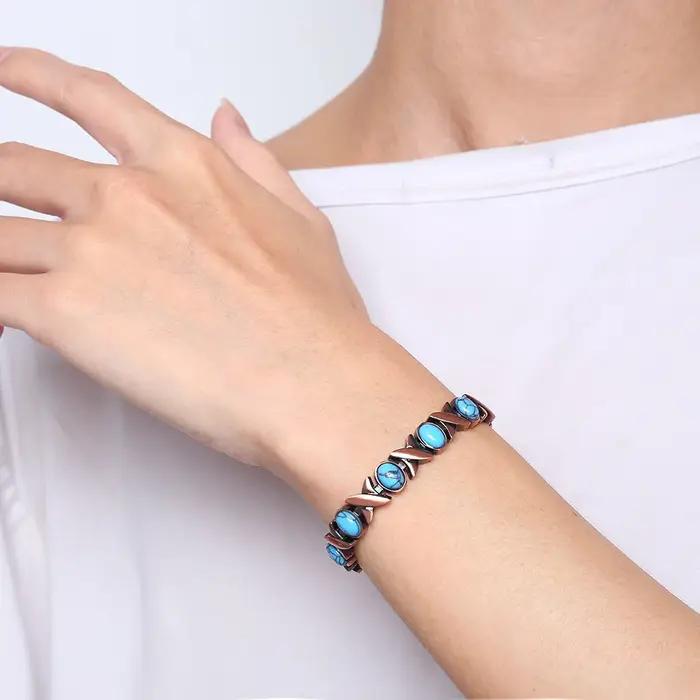 Bracelet de thérapie magnétique en métal solide pour femmes