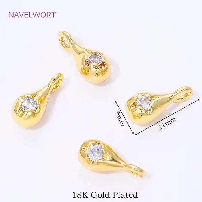 Pendentifs en forme de goutte plaqués or 18 carats pour la fabrication de bijoux, laiton avec zircon