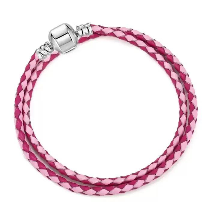 Bracelet en cuir classique, bracelet à perles rondes tendance, bracelet en argent pur S925, breloque