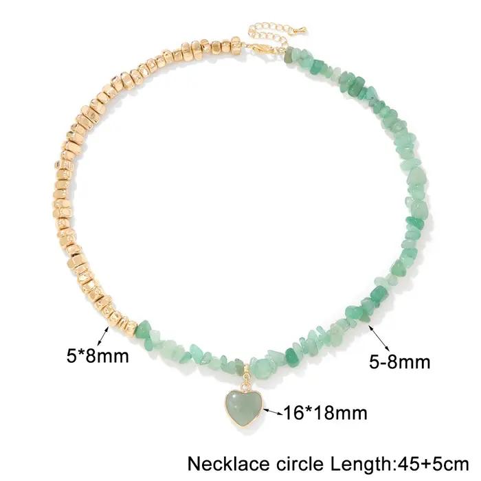 Hématite gravier pierre naturelle puces perles Neclace mode coeur forme pendentif collier bijoux pour les femmes