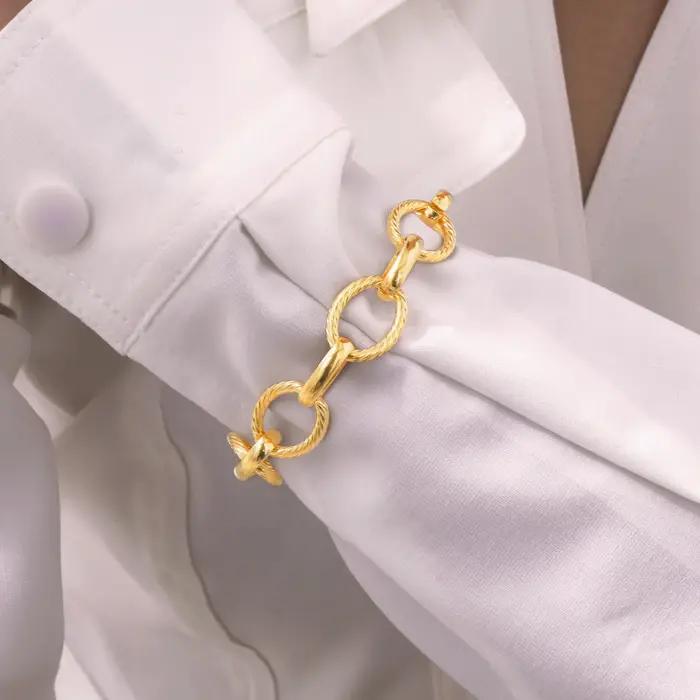 Bracelet à motif épais plaqué or pour femmes