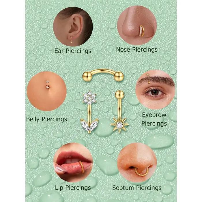 Bobisty 1PC Rook sourcil Piercing bijoux cerceaux chirurgical Vertical incurvé haltère acier inoxydable Daith conque nez Septum goujon