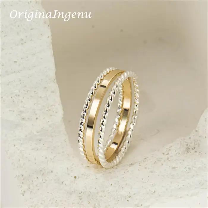 Ensemble de 3 bagues empilables remplies d'or