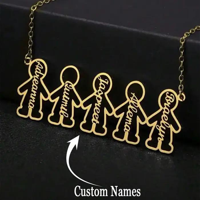 Collier personnalisé avec nom d'enfant en acier inoxydable cadeau pour mère père anniversaire fêtes occasions spéciales