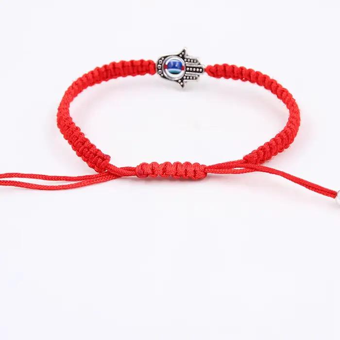 Corde rouge Hamsa main mauvais œil chanceux Kabbale Boho Festival Chic Bracelet oeil bleu perle rond