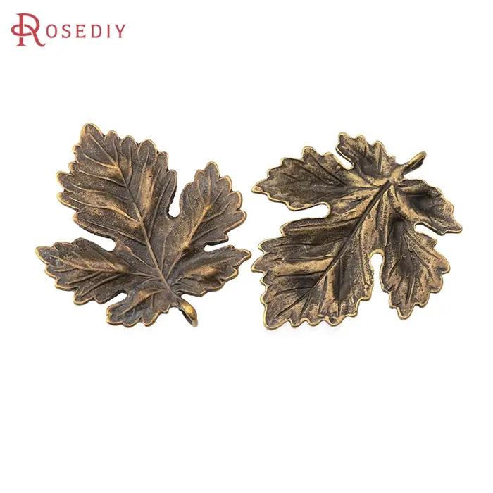 Pendentifs breloques feuilles vintage en alliage de zinc couleur or antique pour fabrication de bijoux diy accessoires colliers boucles doreilles occasions spéciales