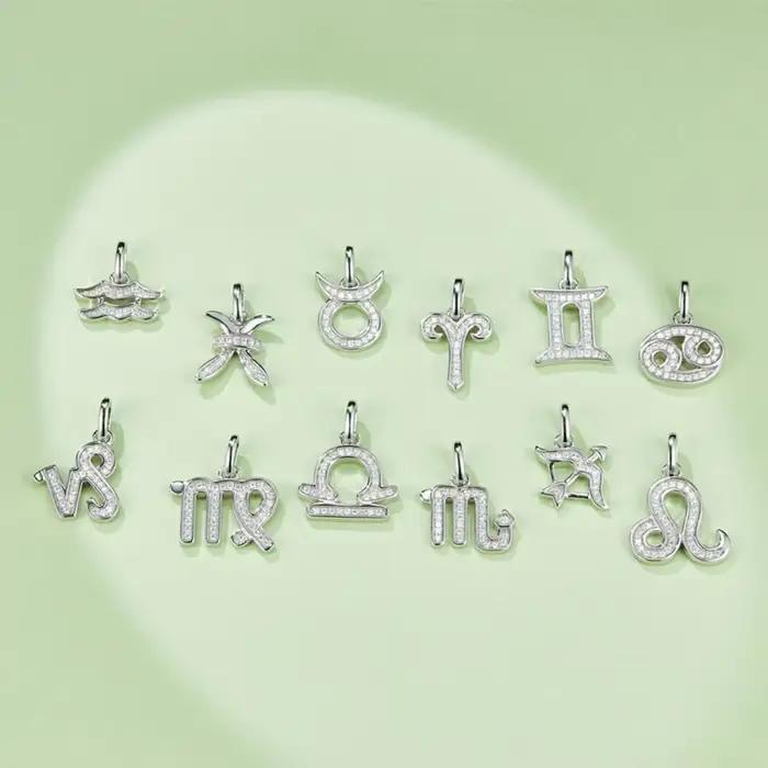Collier en argent 925 Pretty Beauty avec 12 signes du zodiaque