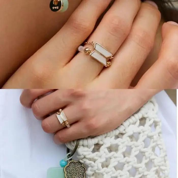 Bague à chaîne perlée tendance pour femmes