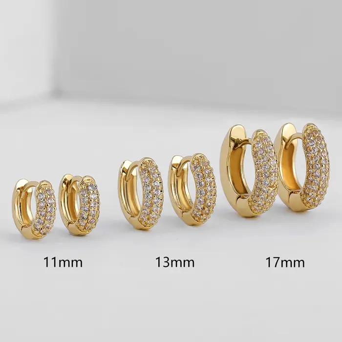 Nouvelles Boucles d'Oreilles Huggie Plaqué Or avec Zircon Cubique, Fines Créoles pour Cartilage, Bij