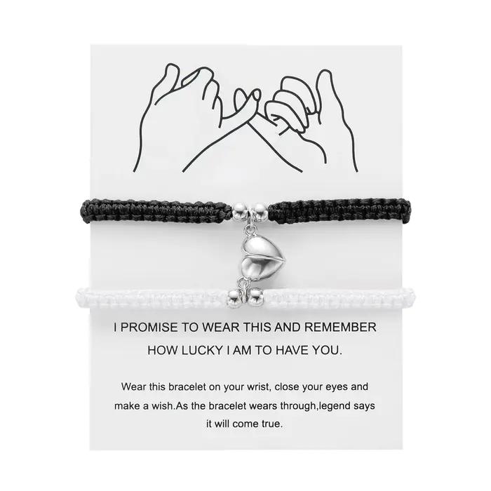 2 pièce/ensemble Couple Bracelets femmes homme amoureux Bestie aimant amant tissé à la main Bracelet corde charme amitié petite amie fête bijoux