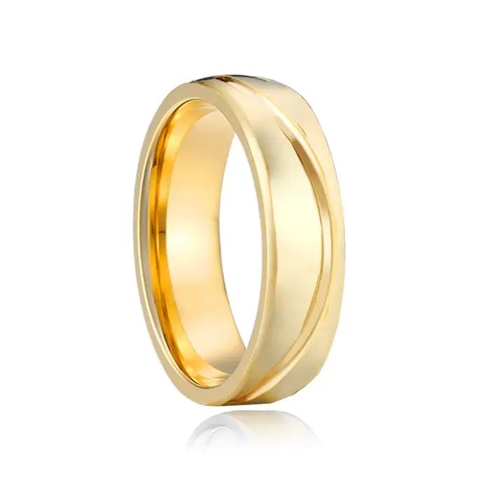 Anneau de mariage en acier inoxydable plaqué or rose pour homme et femme, alliances de fiançailles, mariage et anniversaire, zirconium blanc, largeur 6mm, classique et élégant