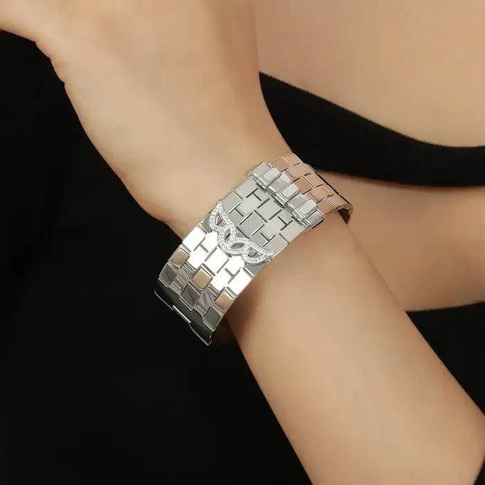 Bracelet épais en acier inoxydable pour femmes, à la mode, en cristal turquoise, accessoires de bijo