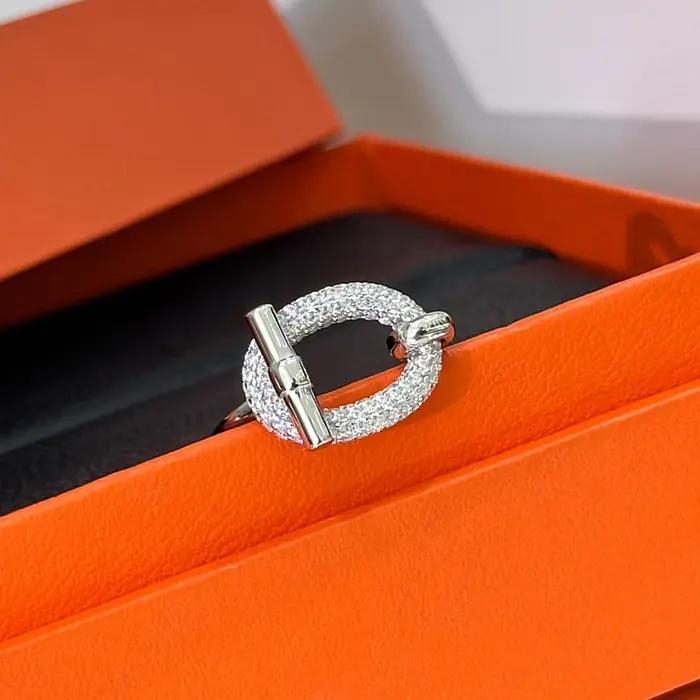 Nouveautés tendance chaude pur 925 en argent Sterling lien anneau barre transversale pavé Zircon femmes marque de luxe événement bijoux accessoire cadeau