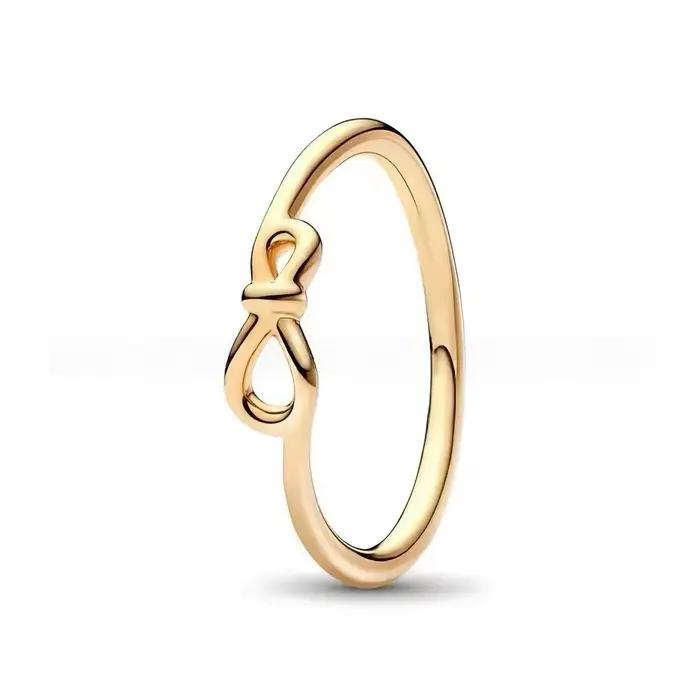 Bague Sun Star avec nœud en forme de flocon de neige scintillant, bijoux en argent pur S925 pour fem