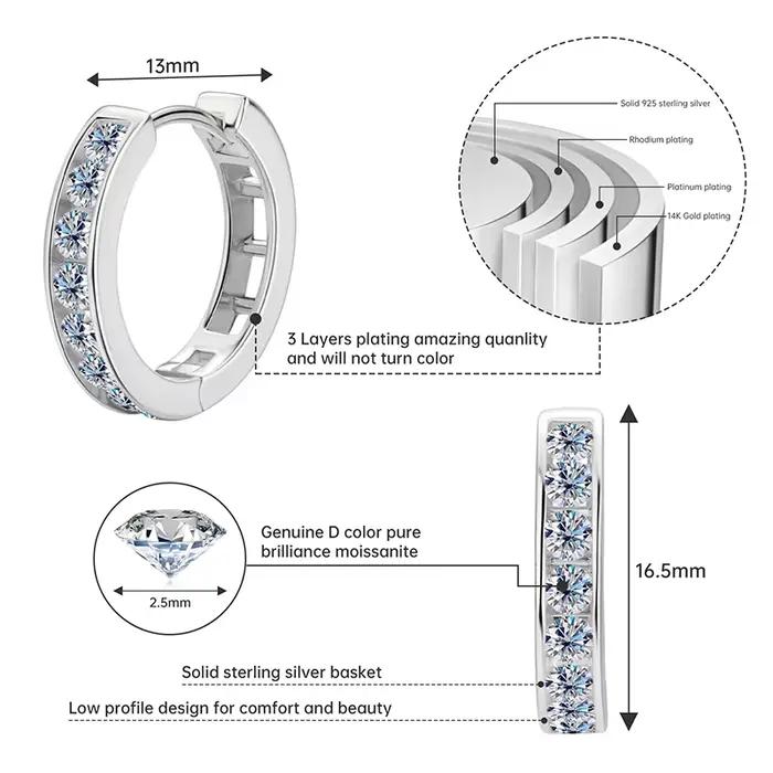 IOGOU – boucles d'oreilles créoles en Moissanite
