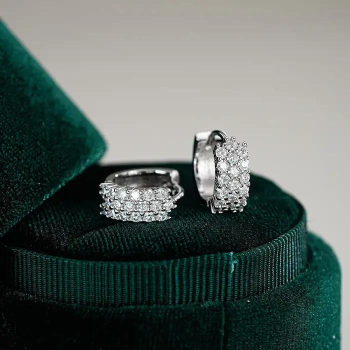 Boucles d'oreilles Moissanite complètes pour femmes S925 bijoux de mariage en argent Sterling