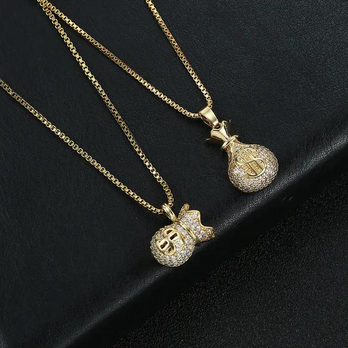 Collier sac géométrique en zircone cubique pour femmes élégant cadeau occasion spéciale anniversaire style moderne