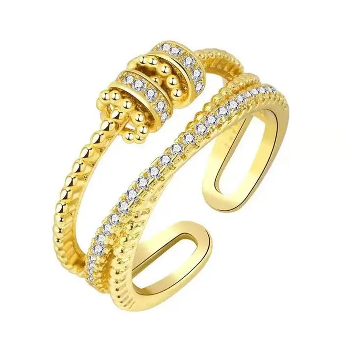 Bague anti-stress réglable en argent sterling 925 Trumium pour femme avec perle