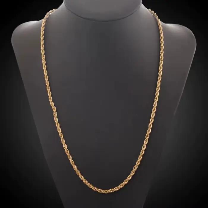 Collier en or 18 carats chaîne corde ronde personnalisable pour femmes et hommes occasions spéciales mariage fête streetwear