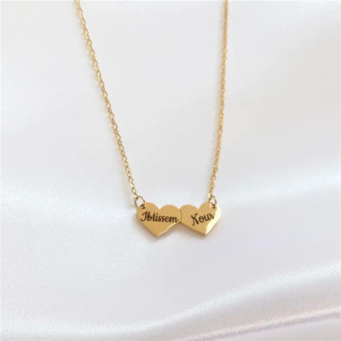 Collier personnalisé en acier inoxydable avec pendentif coeur et lettres gravées bijou pour femme occasion spéciale
