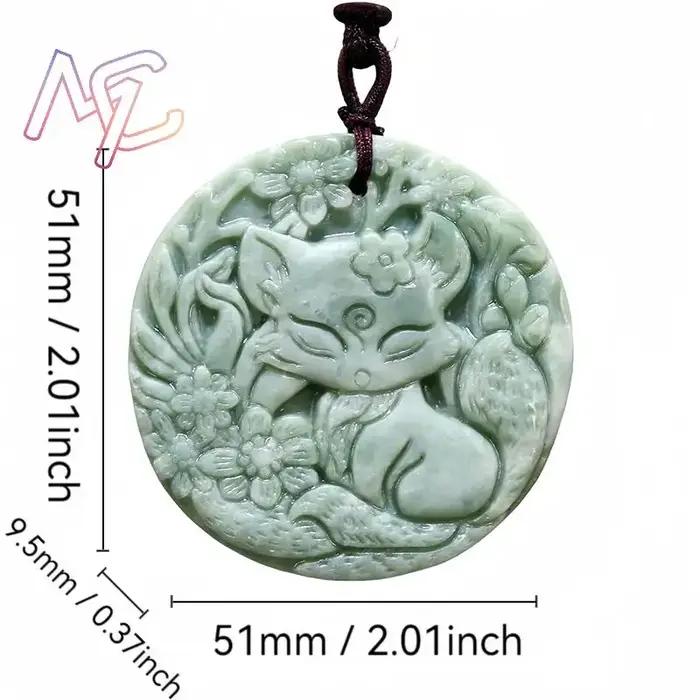Collier pendentif renard en Jade véritable naturel