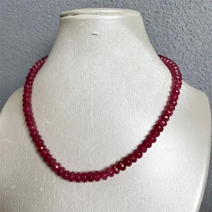 Collier Rare Rouge à Facettes en Pierre Naturelle