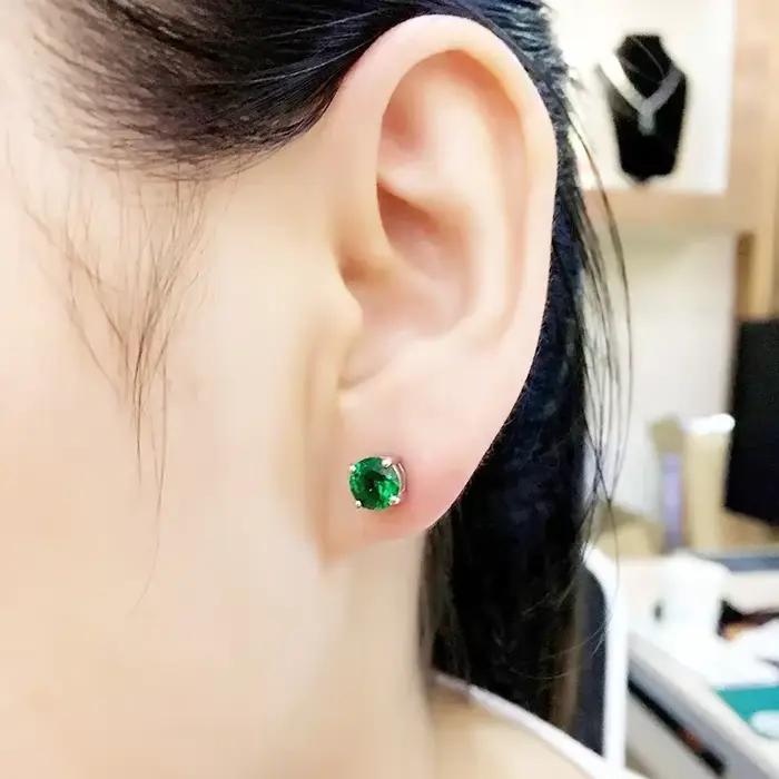 Véritable 925 argent Sterling émeraude bijoux pierre précieuse pour les femmes Aros Mujer Oreja