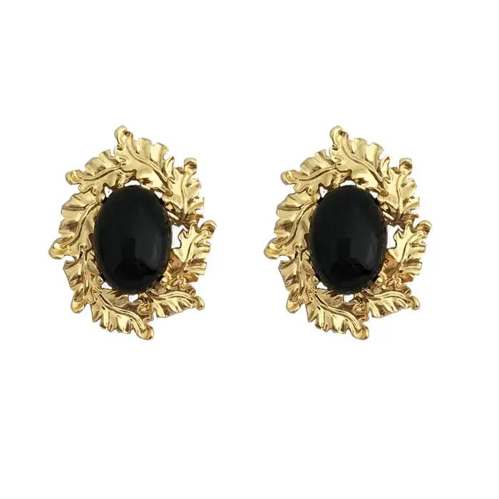 Boucles d'Oreilles Géométriques Rétro en Résine Noire pour Femmes Occasions Spéciales Mode Vintage