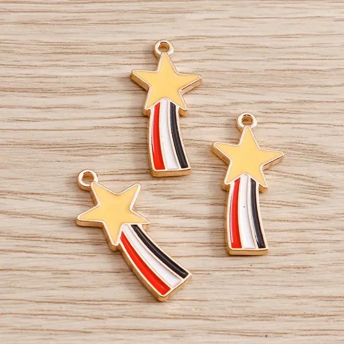 10 pièces 12x25mm mignon émail étoile arc-en-ciel breloques pendentifs pour la fabrication de boucle