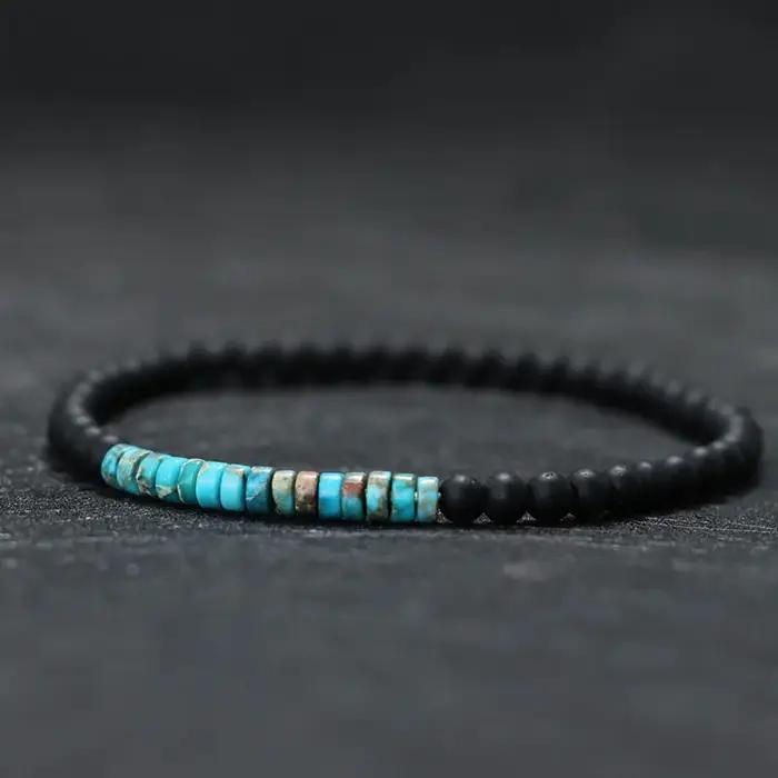 Nouveau Bracelet de perles minimaliste 4mm unisexe empereur Onyx petite pierre Bracelet méditation Y