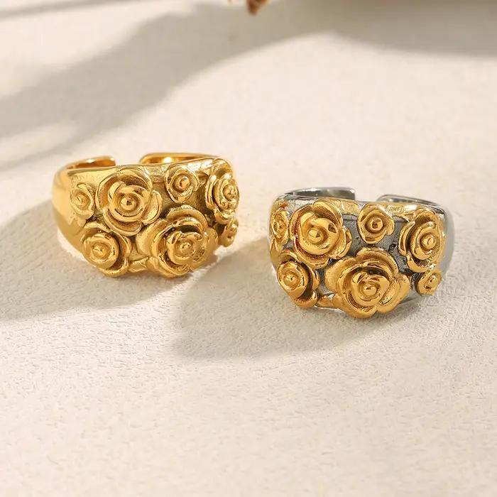 E.B.belle – bague ouverte en acier inoxydable plaqué or 18 carats