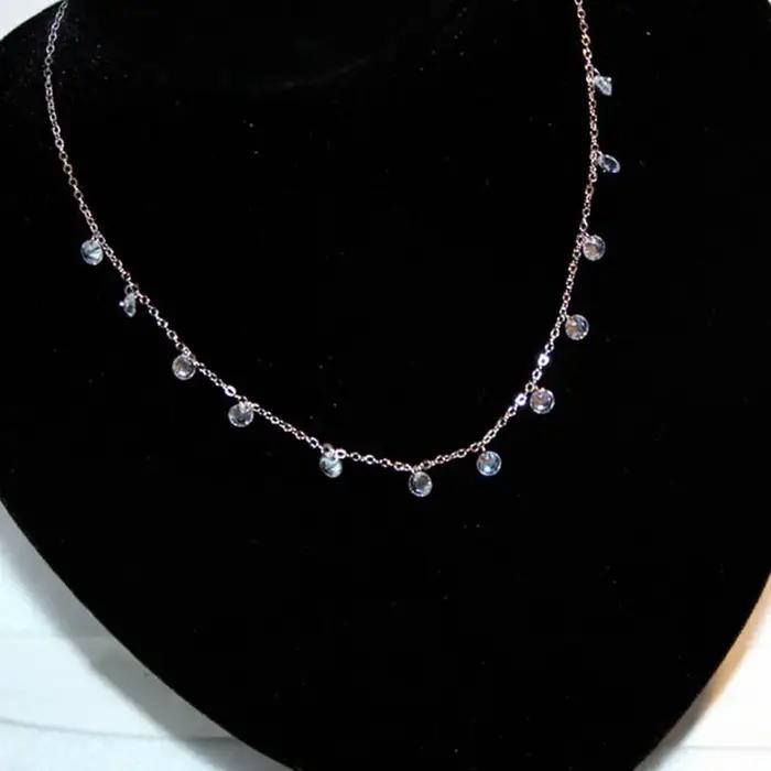 ANENJERY – collier avec pampilles en Zircon argenté pour femmes, chaîne de clavicule de tempérament élégante, bijoux coréens