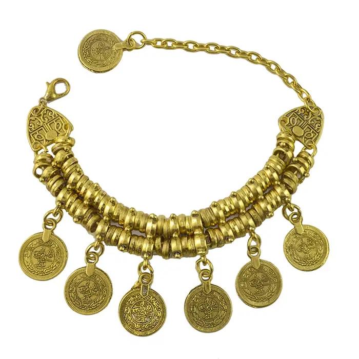 Jhumka – Bracelets ethniques Vintage avec pendentif en pièce de monnaie exagérée pour femmes