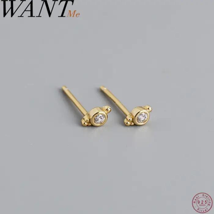 WANTME 925 en argent Sterling bohème Piercing petites boucles d'oreilles pour les femmes mode minimaliste fête luxe Zircon bijoux cadeau
