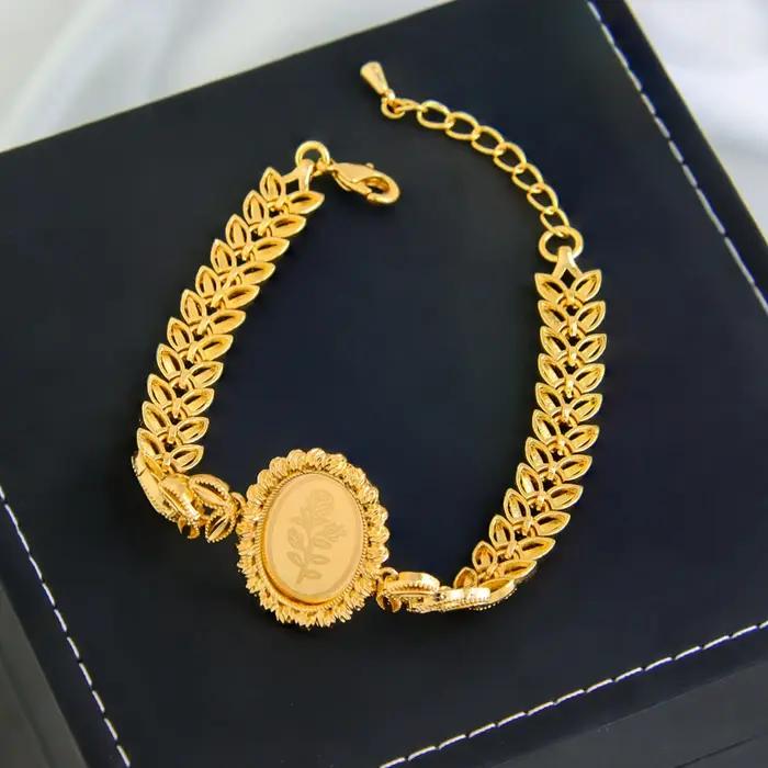 Bracelet de pièces de monnaie dorées design arabe plaqué or 21 carats breloque turque luxe pour femmes occasions spéciales mariage