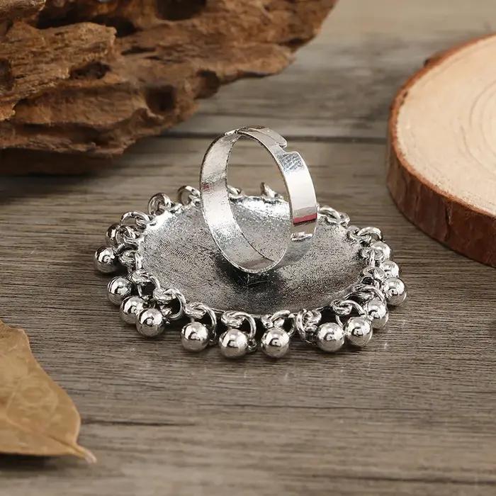 Bagues rondes en argent ethnique Boho pour femmes