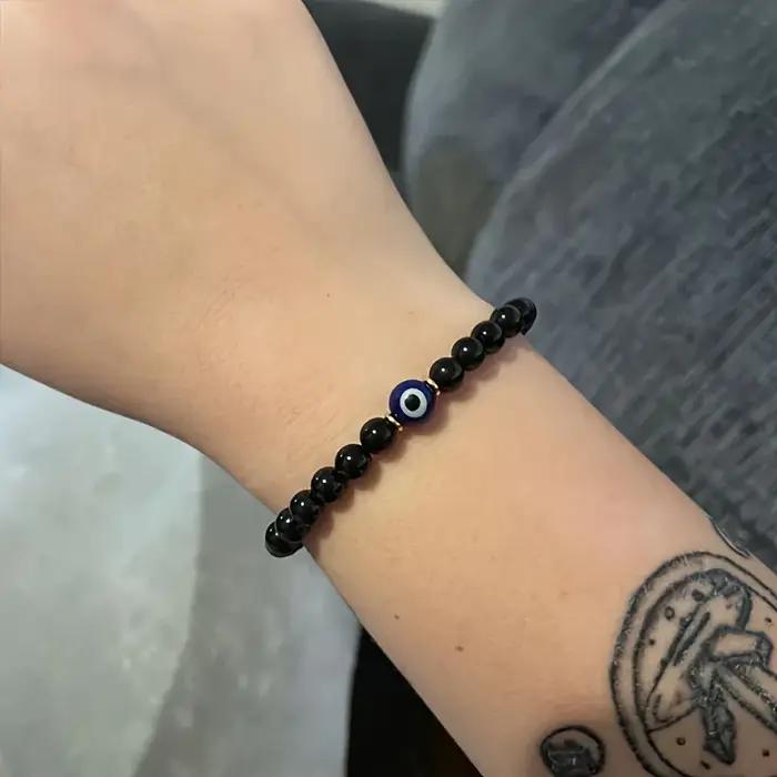 Bracelet de protection tourmaline noire anti-stress pour homme et femme élégant pour occasions spéciales et quotidien