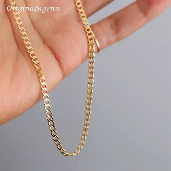 Collier chaîne gourmette rempli d'or 14K, ras du cou Boho, chaîne délicate, bijoux minimalistes, rés