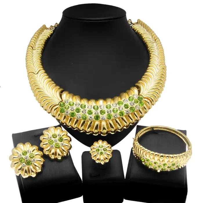 Ensembles de bijoux exagérés dorés pour femmes, collier en biscuits champagne fumant, bijoux de fiançailles de luxe