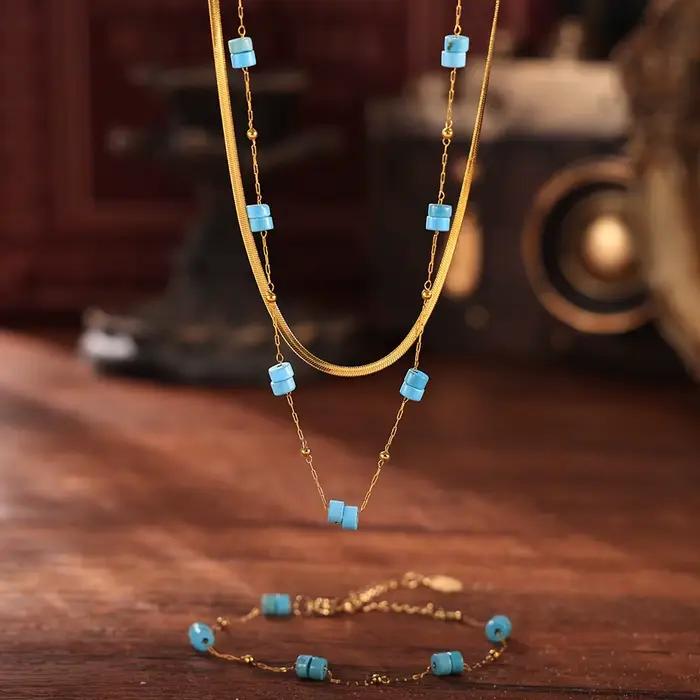 Collier de Charbon de Nature en Acier Inoxydable pour Femme