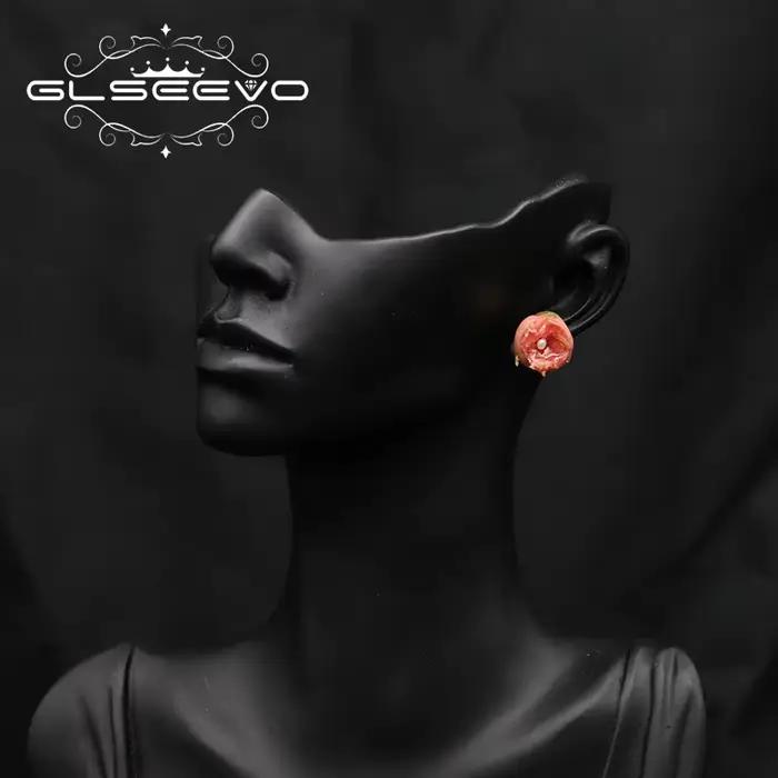 Boucles d'Oreilles en Perles Naturelles de Fleurs Roses pour Femme