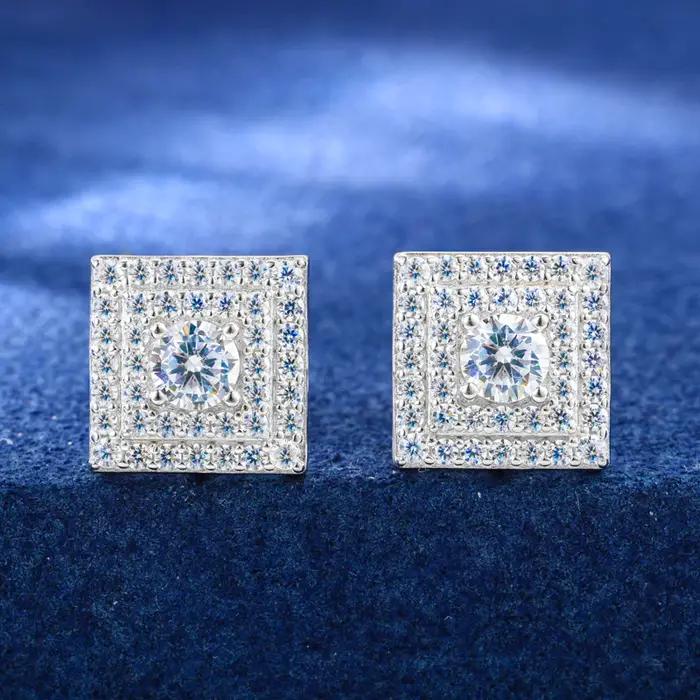 Boucles d'oreilles clous classiques Hip Hop pour hommes et femmes, serties de moissanite couleur D,