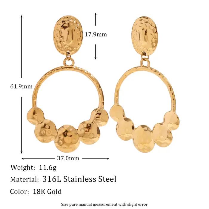 E.B.belle-Boucles d'oreilles bohèmes plaquées or 18 carats pour femme