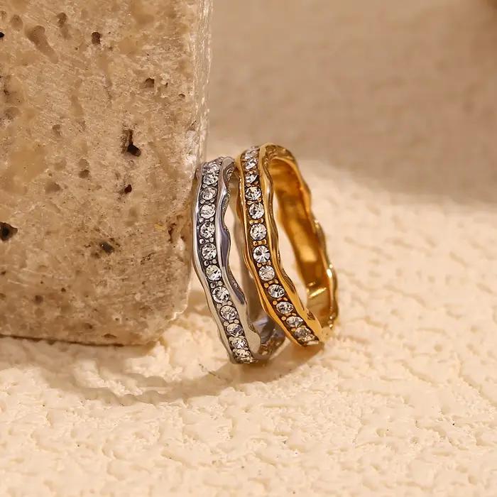 Bague Vague Plaqué Or 18 carats pour Femme