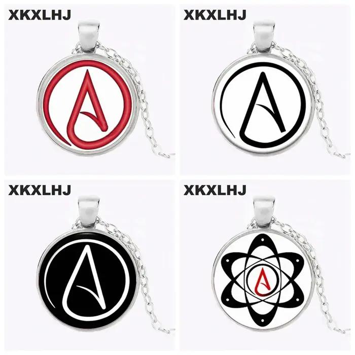 XKXLHJ vente chaude athée symbole pendentif collier dôme en verre bijoux Art Photo pull chaîne