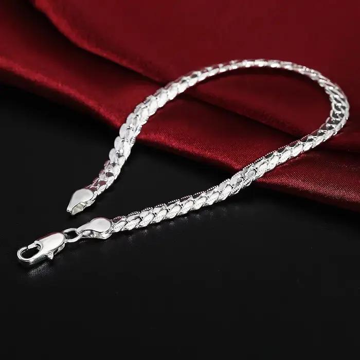 Bracelet Tressé en Argent Sterling 925 Pour Femmes et Hommes Occasions Spéciales Style Décontracté Sportif