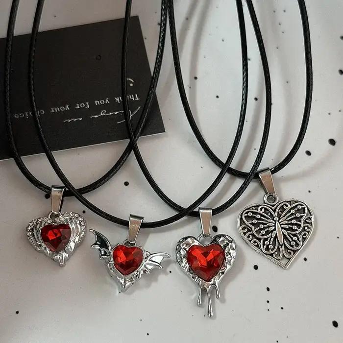 Collier ras du cou gothique Harajuku avec pendentif en forme de cœur