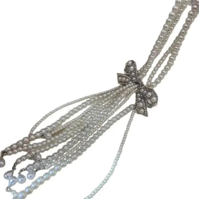 Collier de perles à nœud en diamant français élégant design raffiné chaîne de clavicule pour femmes occasions spéciales